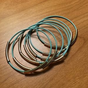 Teal and Gold Bangle bracelets